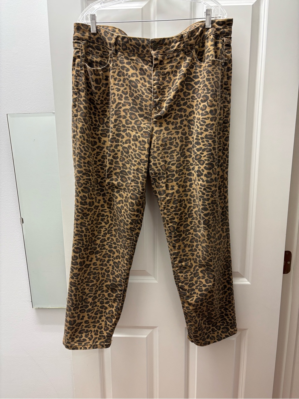 Time and Tru Leopard Print Straight Leg Jeans - Brown/Black